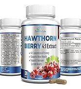 YUMMYVITE Hawthorn Berry 4:1 Extract (120 Capsules) Immune System Support, Super Antioxidant, Haw...