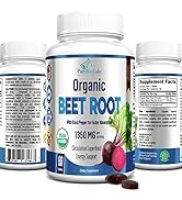 Organic Beet Root Powder Tablets - 1350mg with Black Pepper for Faster Absorption - Boosts Nitric...